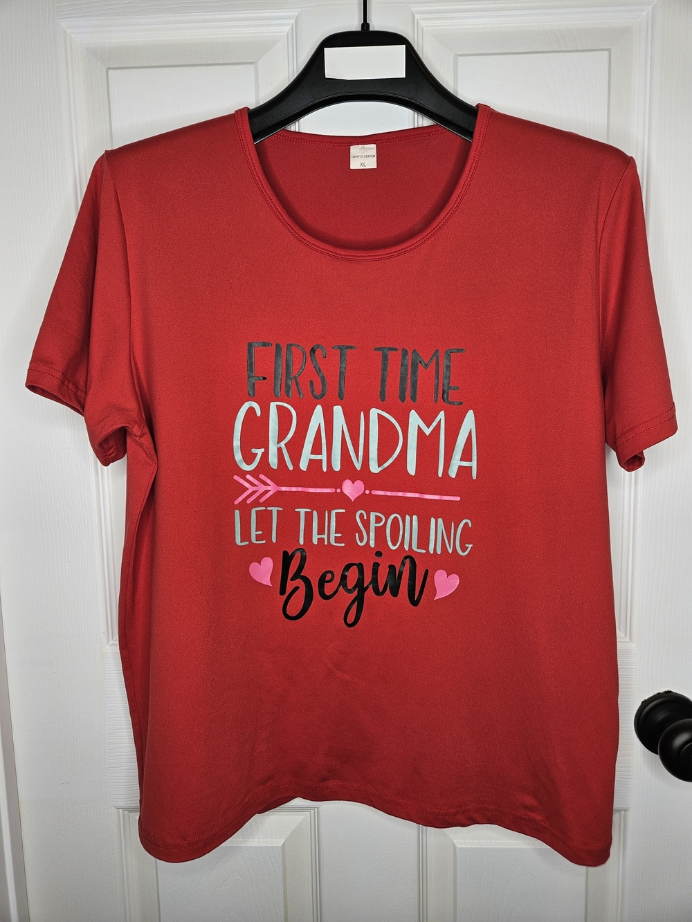 NWOT 'First Time Grandma' Red Graphic Tee Relaxed Fit T-Shirt Women's Size XL